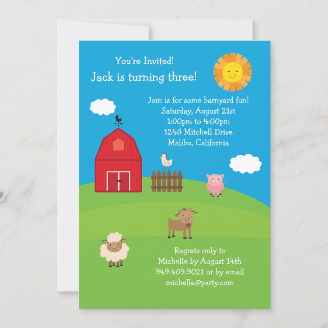 Barnyard Birthday Party Invitation (Front)