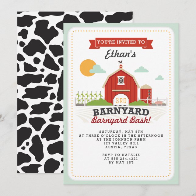 Barnyard Birthday Party Invitation (Front/Back)