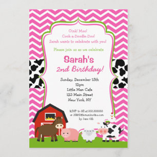 Barnyard Birthday Party Invitations for Girl