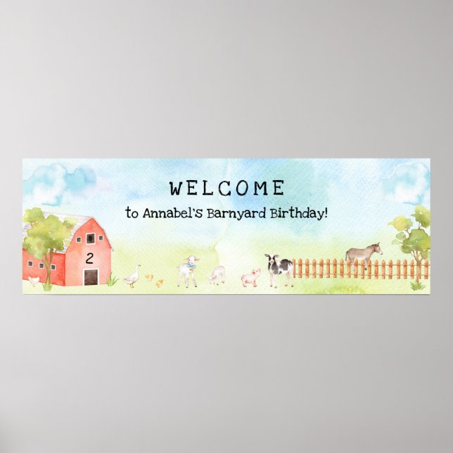 Barnyard Birthday Party welcome sign (Front)