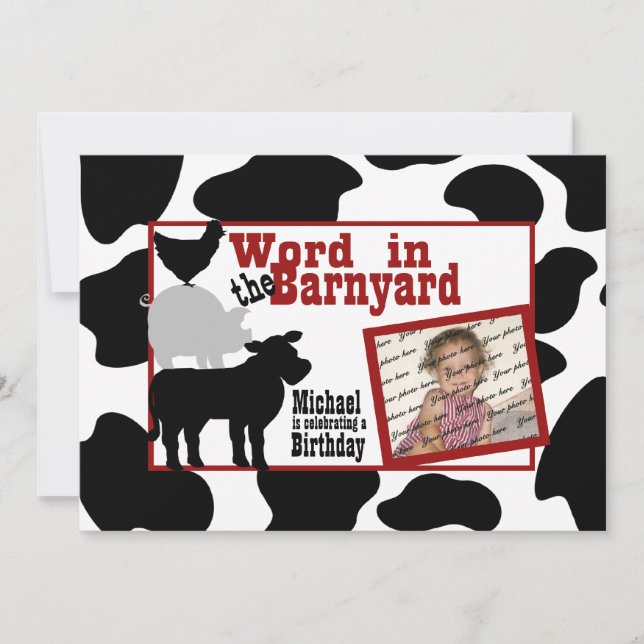 Barnyard Birthday Party with Photo Invitation (Front)