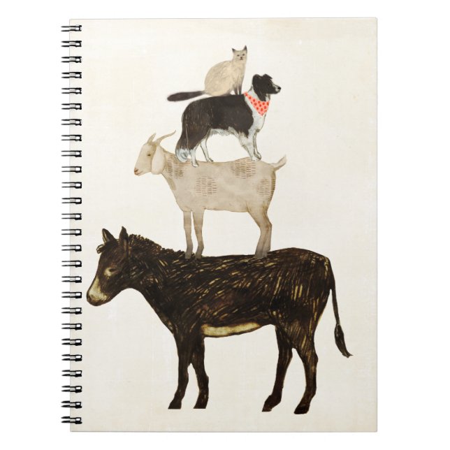 Barnyard Buds - Donkey, Goat, Dog, Cat Notebook (Front)