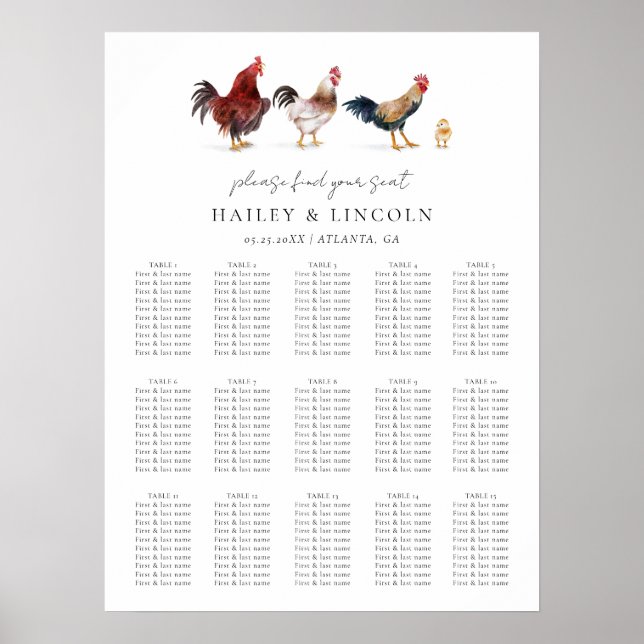 Barnyard Chicken Mariage - Tableau de sièges (Devant)