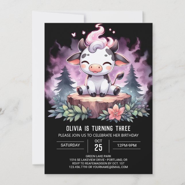 Barnyard Children Cow Birthday Invitation (Front)