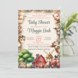 Barnyard Farm Animal Baby Shower Invitation