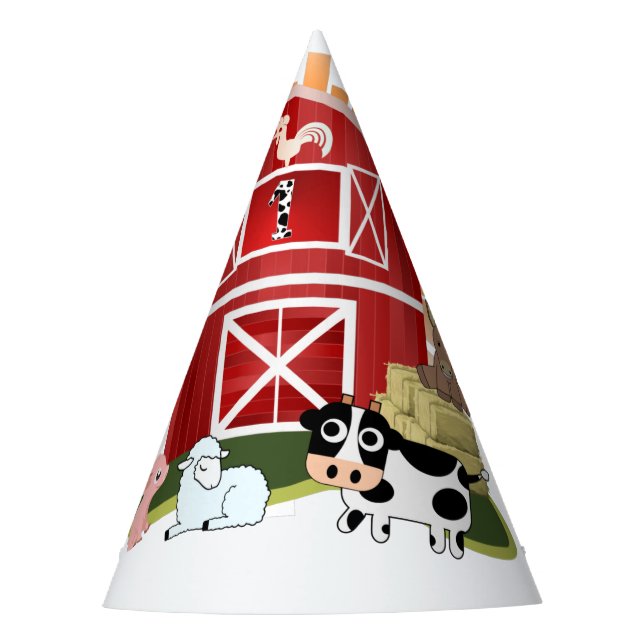 Barnyard Farm Animal Birthday Party Hat (Front)