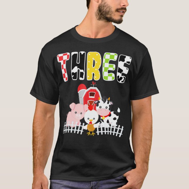 Barnyard Farm Animals 3rd Birthday 3 Year Old T-Shirt (Front)