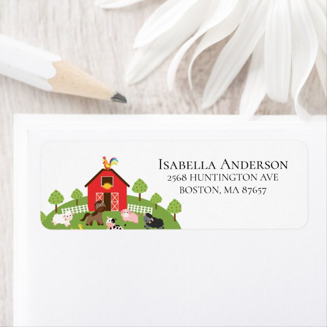 Barnyard Farm Animals Baby Shower Address Label (Insitu)