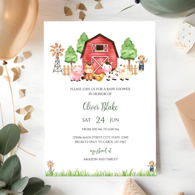 Barnyard Farm Animals Baby Shower Invitation (Creator Uploaded)