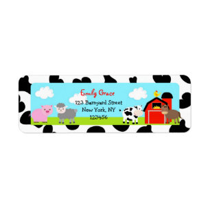 Barnyard Farm Animals Bard Adresse de retour Étiqu