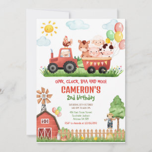 Barnyard Farm Animals Birthday Invitation