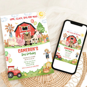 Barnyard Farm Animals Birthday Invitation