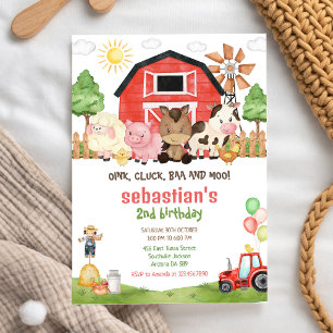Barnyard Farm Animals Birthday Invitation