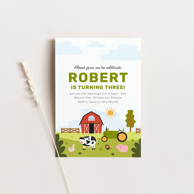 Barnyard Farm Animals Birthday Invitation (Creator Uploaded)