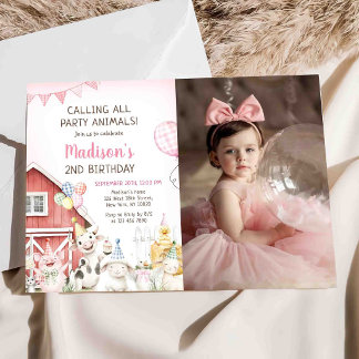 Barnyard Farm Animals Birthday Invitation Photo 