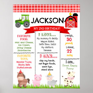 Barnyard Farm Animals Birthday Milestone Sign boy