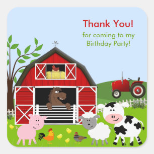 Barnyard Farm Animals Birthday Party Sticker
