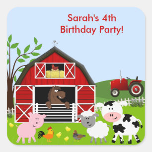 Barnyard Farm Animals Birthday Party Sticker