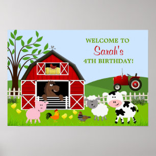 Barnyard Farm Animals Birthday Poster