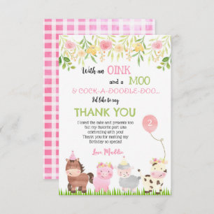 Barnyard Farm Animals Birthday Thank You Cards
