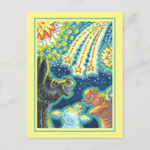 BARNYARD FARM ANIMALS ON FOURTH OF JULY Funny Cute Holiday Postcard