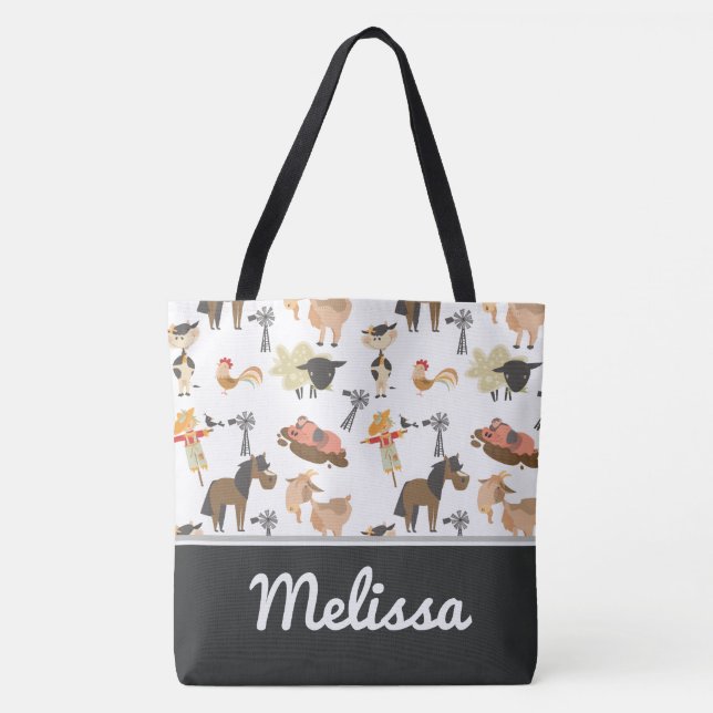 Barnyard Farm Animals | Personalized Tote Bag (Front)