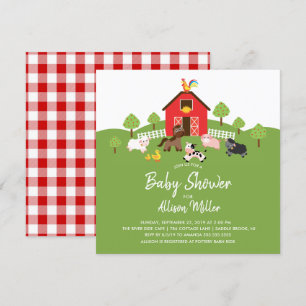 Barnyard Farm Animaux Baby shower Invitation