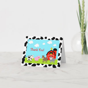 Barnyard Farm Animaux pliés Merci Note Cartes