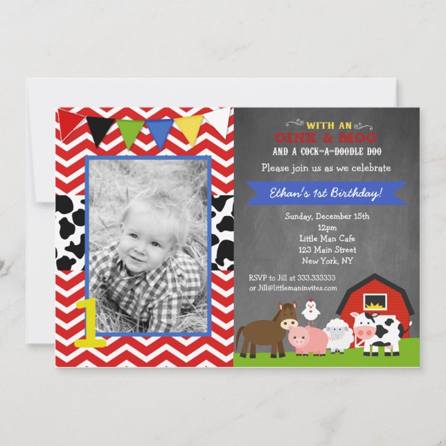 Barnyard Farm Birthday Party Invitations (Front)