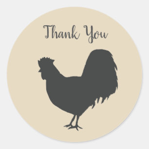 Barnyard Farm Party Rooster Thank You Stickers