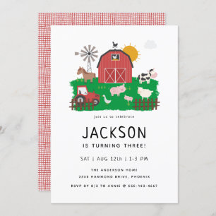 Barnyard Farm Theme Birthday  Invitation