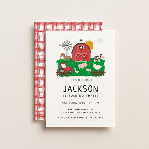 Barnyard Farm Theme Birthday  Invitation