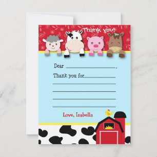 Barnyard Fill in the blank thank you note cards