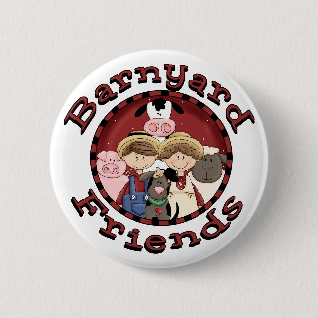 Barnyard Friends Tshirts and Gifts 2 Inch Round Button (Front)