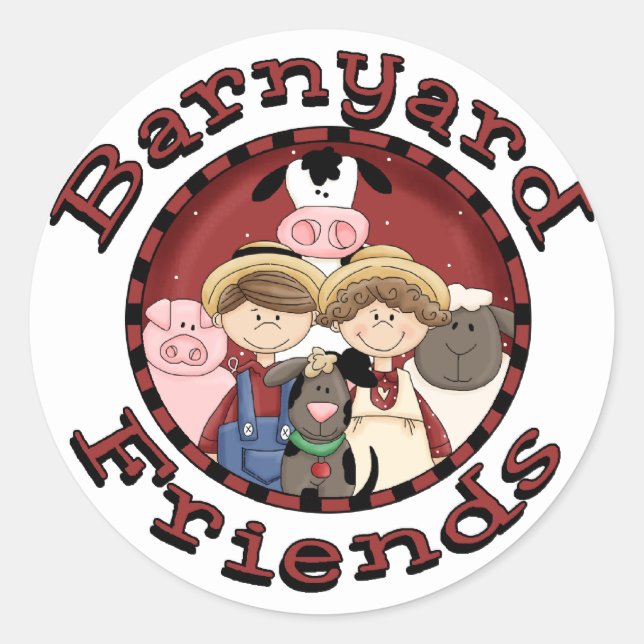 Barnyard Friends Tshirts and Gifts Classic Round Sticker (Front)