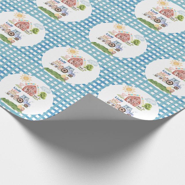 Barnyard Fun 1st Birthday Wrapping Paper (Corner)