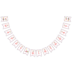 Barnyard Fun Pink 2nd Birthday Bunting Flags