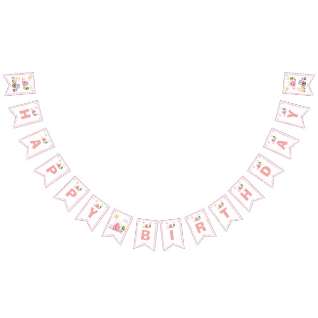 Barnyard Fun Pink 2nd Birthday  Bunting Flags (All)