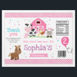 Barnyard Girl Birthday Party Chip Bag Wrapper<br><div class="desc">This Pink Gingham Barnyard Themed Chip Bag wrapper is the perfect party favour or decor piece! You can also assemble it and fill it with chips, candy, or even toys! The text is fully customizable so it can be personalized by you which makes it suitable for any event, such as...</div>