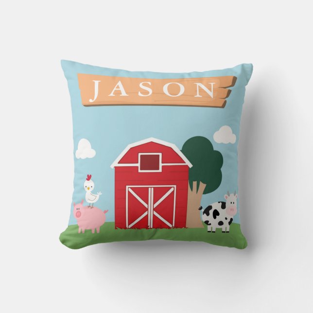 Barnyard Nursery Throw Pillow (Front)
