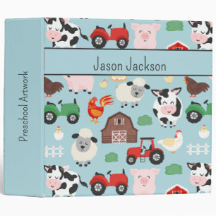 Barnyard Pattern Farm Animal Cute Kids Binder