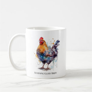 Barnyard Splendour: Watercolor Hen, custom Coffee Mug