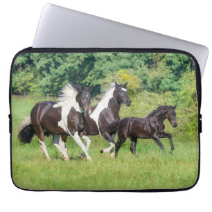 Barock Pinto Horses Herd with Cute Foal Galloping Laptop Sleeve