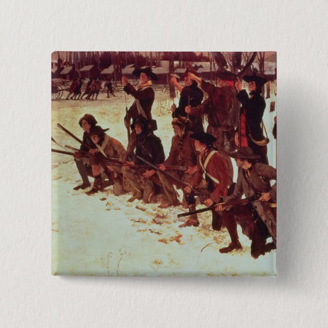 Baron von Steuben drilling American recruits 2 Inch Square Button (Front)