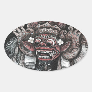Barong and Rangda Bali Oval Sticker