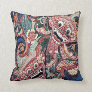 Barong Bali Batik Pattern Throw Pillow