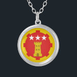 Barony of Southron Gaard Populace Badge Silver Plated Necklace<br><div class="desc">"Gules,  a tower or and in chief three mullets argent within a bordure embattled or."</div>