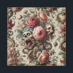 Baroque Aberration – Gothic Victorian Magnet<br><div class="desc">Blush roses coil around snarling skull grotesques in Baroque Aberration,  where elegance tangles with a delirious hunger. Ornate scrolls cradle each bloom like a whispered dare,  hinting at secrets too decadent to confess.

A bouquet for those who love their beauty unhinged.</div>