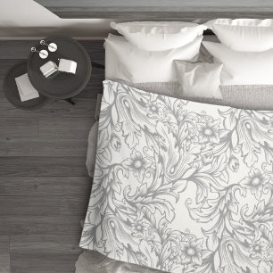 Baroque Acanthus Leaf Grey Fleece Blanket