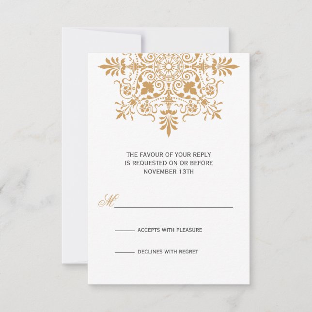 Baroque Amber Ornamental Holiday Gala RSVP (Front)